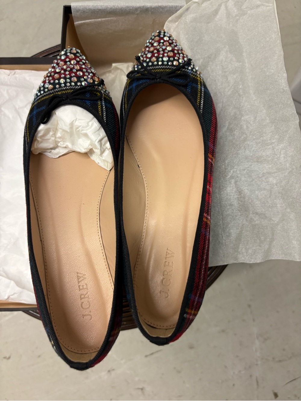 J. Crew Gemma Crystal Captoe Flats. Size 9. Like New.